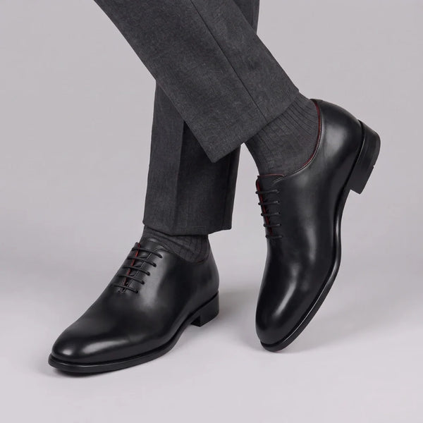 Men's elegant blue wholecut oxford in leather and red lining