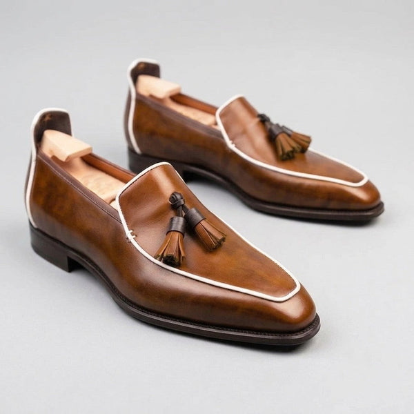 Men's Brown Leather Tasseled Moccasin Loafers