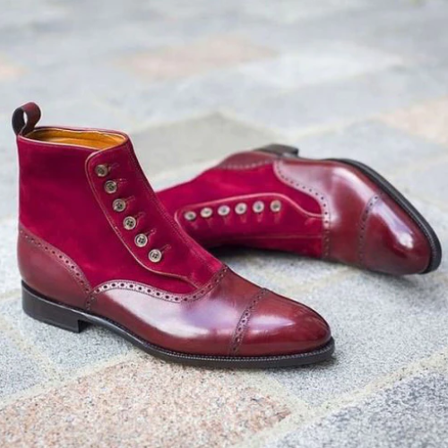 Red Leather Dress Boots  Custom Handmade Men’s Ankle Boots