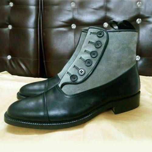 Two-Tone Leather & Suede Brogue Boots Handmade for Men & Women