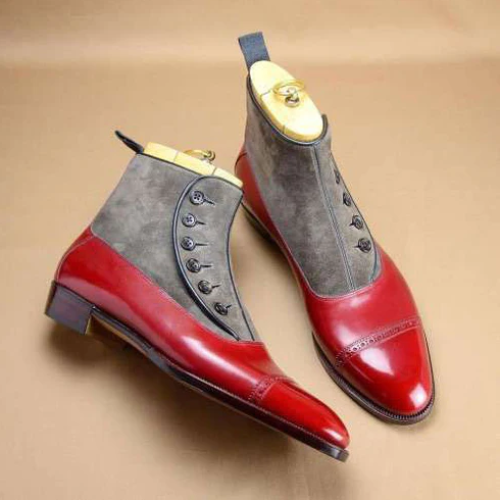 Bespoke Two-Tone Brogue Boots Handmade Suede & Leather