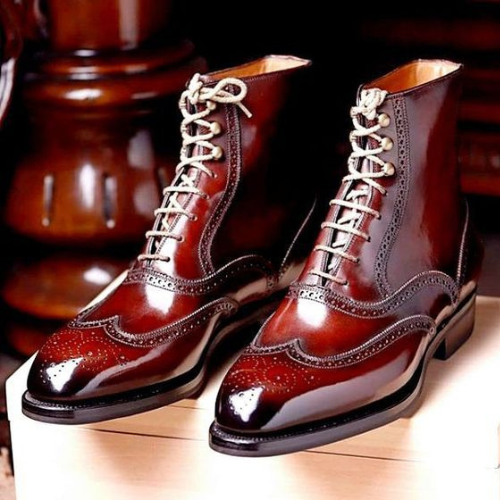 Custom Handmade Wingtip Brogue Leather Men’s boots