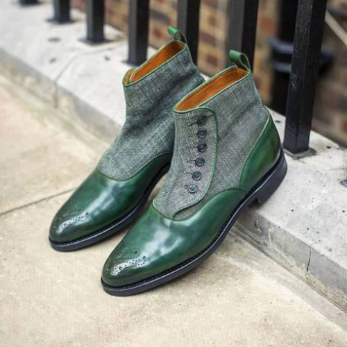 Goodyear Welted Two-Tone Leather Men's Boots  Wedding & Formal