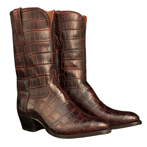 Black Cherry Alligator Texture Cowboy Boots Made to Order