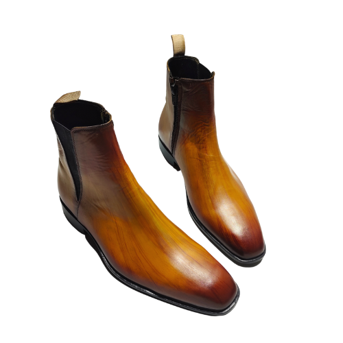 Bespoke Handmade Tan Leather  Custom Vintage Style Boots