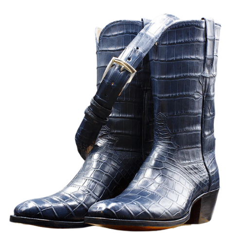 Luxury Navy Blue Alligator Cowboy Boots For Men & Women