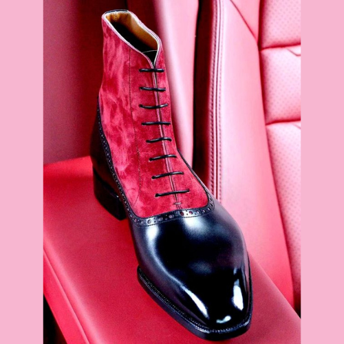 Luxury Handmade Black Leather & Suede Boots Men & Women