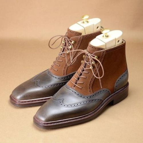 Tailor-Made Wingtip Boots Handcrafted Leather & Suede