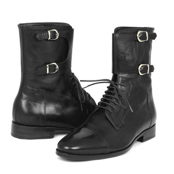 Handmade Double Monk Strap Leather Formal Boots