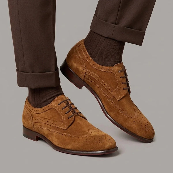 Elegant brown suede derby for men